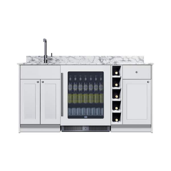 Turnkey Oasis Wet Bar 68.5 in. W Single Zone 50-Bottle Cooler in White with Sink