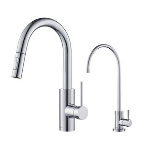 Oletto 1-Handle Pull-Down Kitchen Faucet and Purita Water Filtration Faucet in Chrome