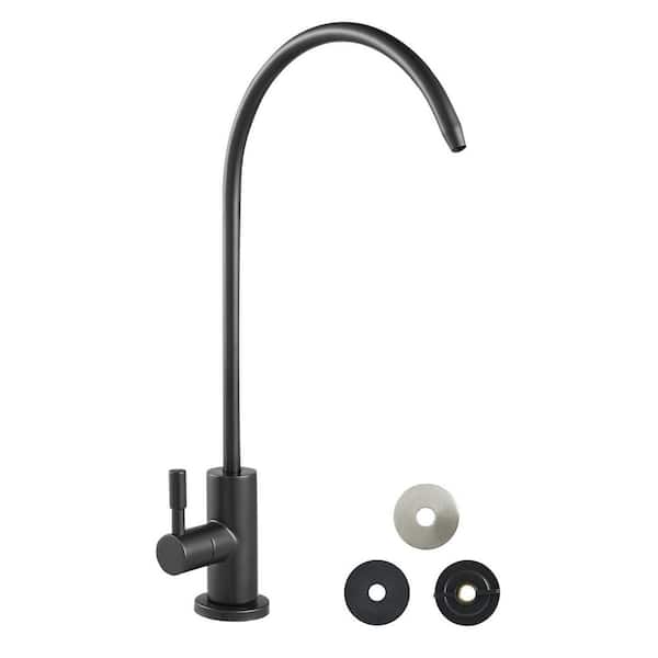 Stainless Steel Lead-Free RO Water Purifier with Solid Brass Valve High-Arch Drinking Faucet for Kitchen Matte Black