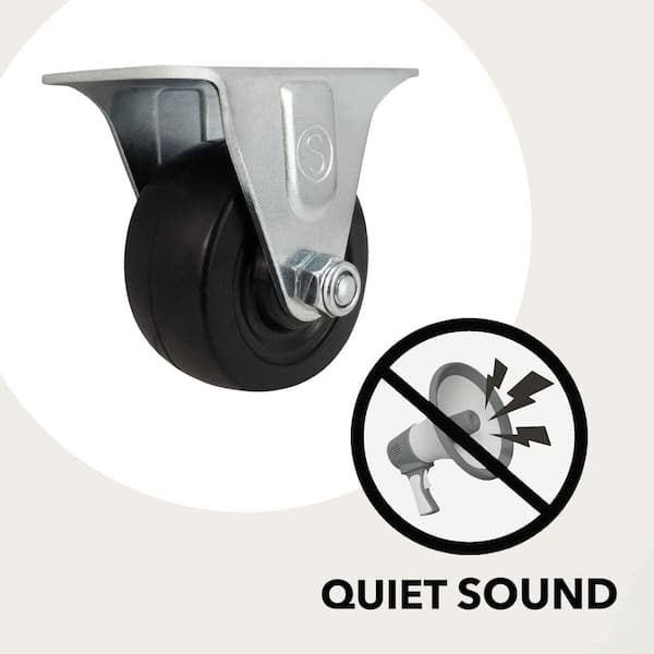 2 in. Black Soft Rubber and Steel Rigid Plate Caster with 90 lbs. Load Rating