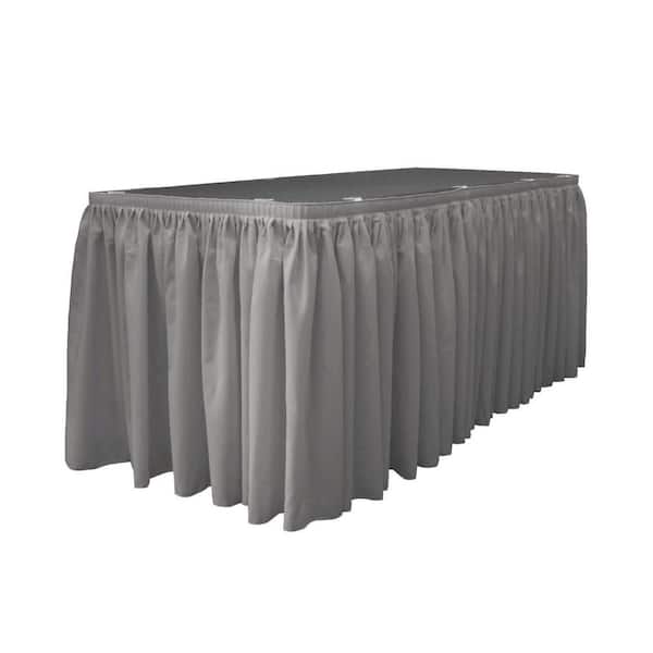 LA Linen 30 ft. x 29 in. L with 15-Large Clips Dark Gray Polyester Poplin Table Skirt