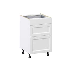 Alton Painted 12 in. W x 24 in. D x 34.5 in. H in White Shaker Assembled Base Kitchen Cabinet with 3-Drawers