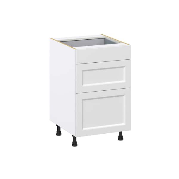J COLLECTION Alton Painted 12 in. W x 24 in. D x 34.5 in. H in White Shaker Assembled Base Kitchen Cabinet with 3-Drawers