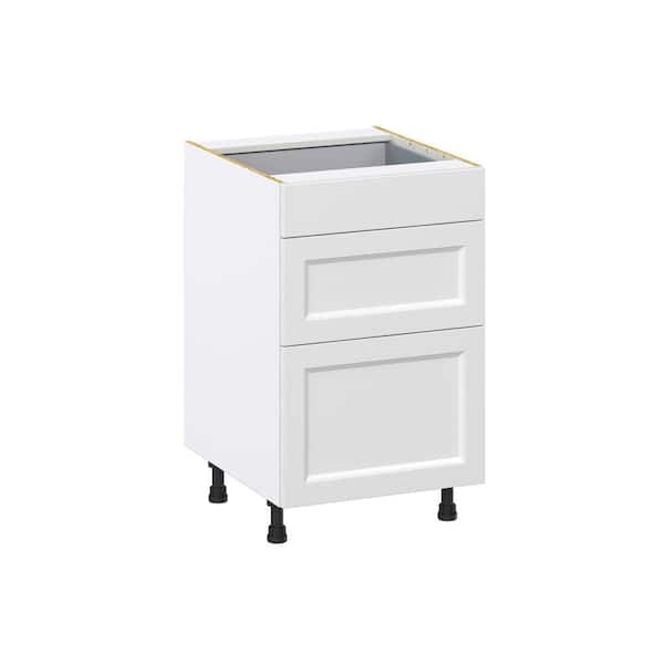 J COLLECTION Laramie 21 in. W x 24 in. D x 34.5 in. H Assembled Drawer Base Kitchen Cabinet in Painted Bright White with 3 Drawers