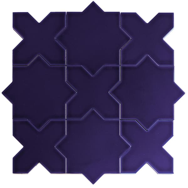 Siena 5.4 in. x 5.4 in. Cobalt Blue Star with Cross Glossy Ceramic Wall and Floor Tile (10.76 sq. ft./case, 54 Pack)