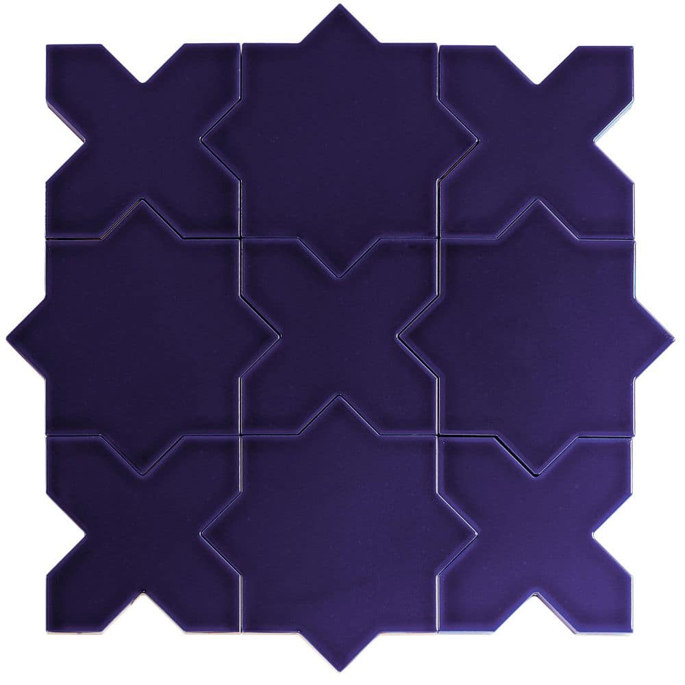 Siena 5.4 in. x 5.4 in. Cobalt Blue Star with Cross Glossy Ceramic Wall and Floor Sample Tile (0.4 sq. ft.) price history on PriceWatchPro