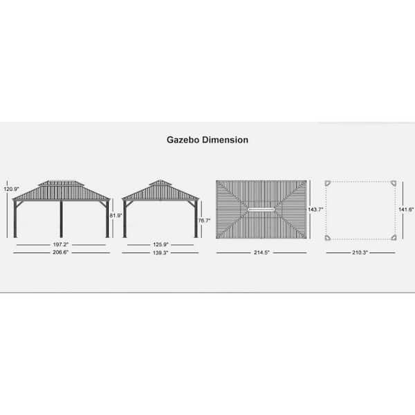 PURPLE LEAF 12 ft. x 18 ft. Gray Aluminum Hardtop Gazebo