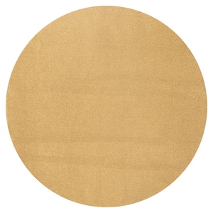 Haze Solid Low-Pile Mustard 5 ft. Round Area Rug