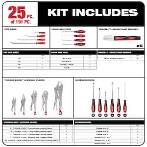 Mechanics Tool Set with SAE and Metric 144-Position Flex-Head Ratcheting Combination Wrenches (221-Piece)