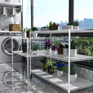 5-Tier Heavy Duty Steel Wire Shelving Unit in White (24 in. W x 48 in. H x 82 in. D)