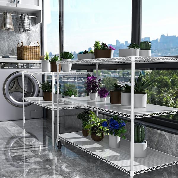 5-Tier Heavy Duty Steel Wire Shelving Unit in White (24 in. W x 48 in. H x 82 in. D)