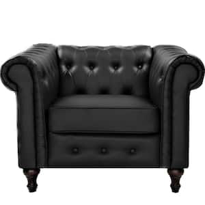 Brooks 39.76 in. Black Faux Leather Upholstered Chair