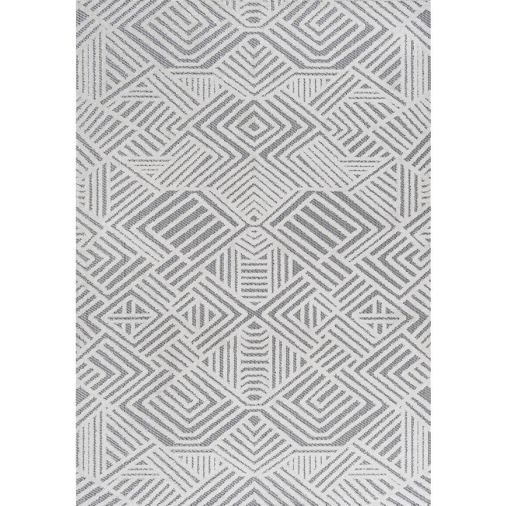 Jordan Ivory Geometric Synthetic 3'x5' Indoor/Outdoor Rug