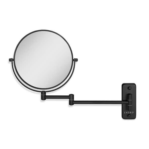 9.25 in. W x 12.25 in. H Round Magnifying Wall Bathroom Makeup Mirror in Black