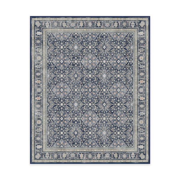 Machine Washable Rug with Standard Pad - Alessia Dusk Blue 8 ft. x 10 ft.