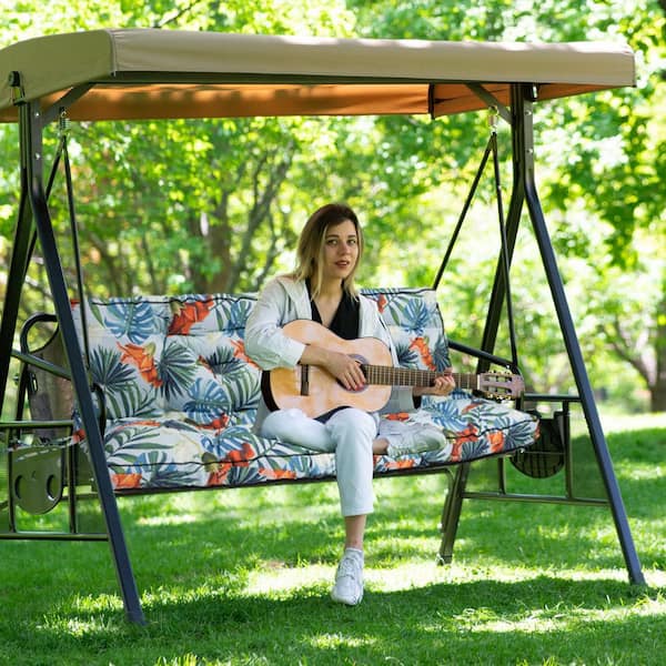 YLLN 70.8 x 40 in. Outdoor Swing Cushions, Porch Swing Cushion Replacement with Backrest, Waterproof Swing Cushion Summer