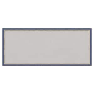Theo Blue Narrow Wood Framed Grey Corkboard 31 in. x 13 in. Bulletin Board Memo Board