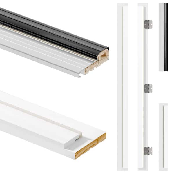 30 in. x 80 in. Pine 6-Lite Clear Glass Pre-hung Front Door with Door Header, Side Legs, Sill and Left-Handed Hinge Kit