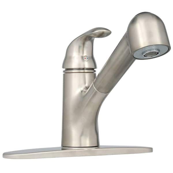 EZ-FLO Non-Metallic Single-Handle Pull-Out Sprayer Kitchen Faucet in Brushed Nickel