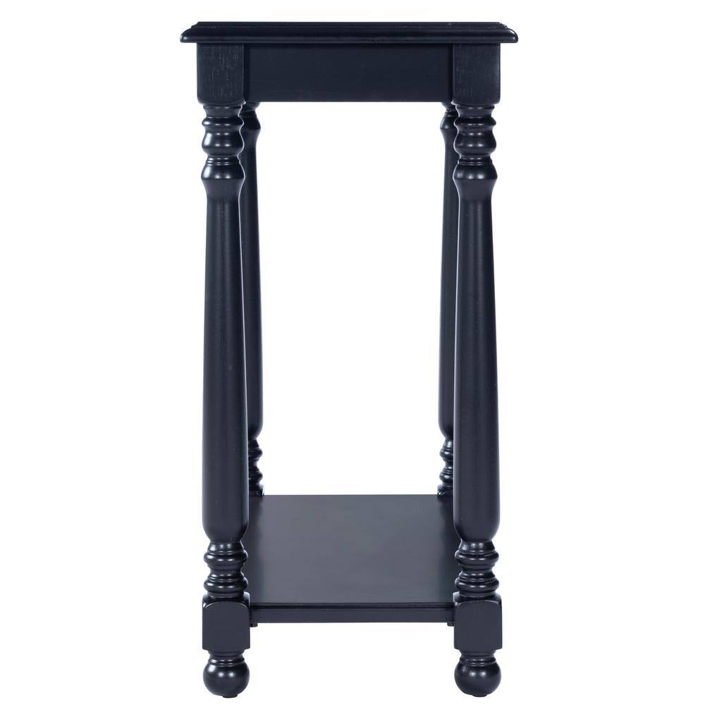 Devane Black Licorice Chairside Table with Pullout Shelf