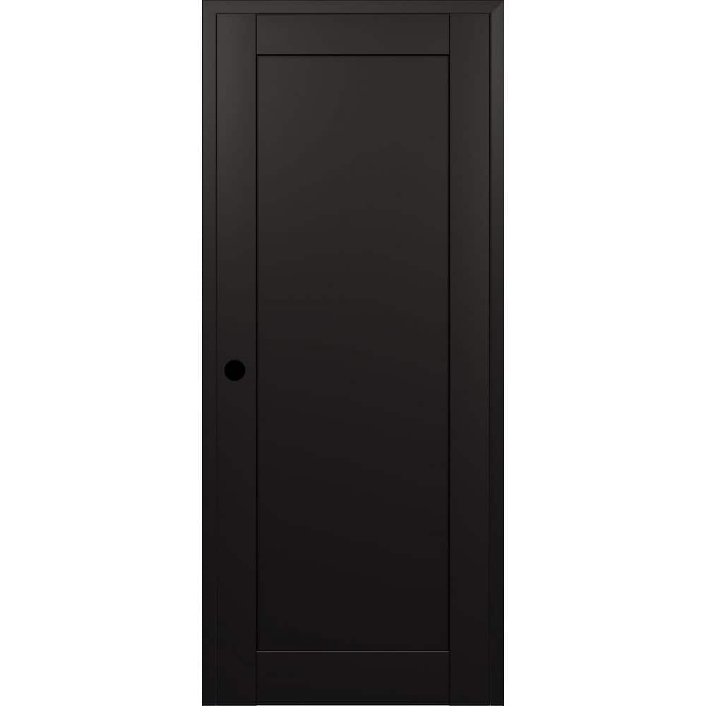 Shaker 1 Panel N DIY-Friendly 36 in. х 80 in. Right-Hand Blak Matte Composite Wood Single Prehung Interior Door price history on PriceWatchPro
