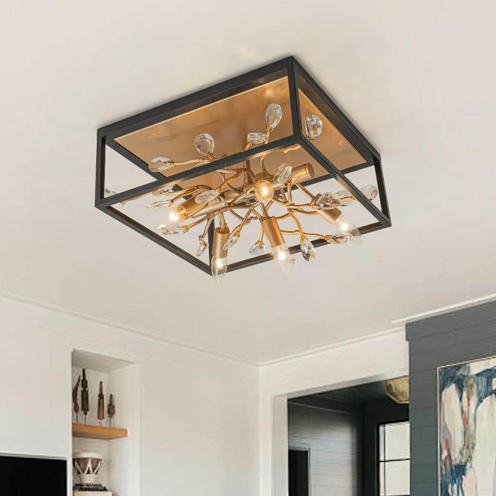 ui★ Y'INSP 15.75 In. 5-Light Black and Gold Modern Ceiling Light
