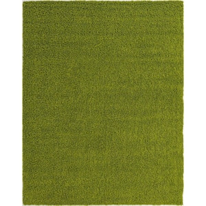 Solid Shag Grass Green 8 ft. x 10 ft. Area Rug