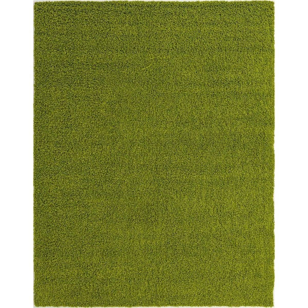Unique Loom Solid Shag Grass Green 8 ft. x 10 ft. Area Rug