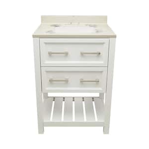 Tremblant 25 in. W x 19 in. D x 36 in. H Bath Vanity in White with Carrara Cultured Marble Top