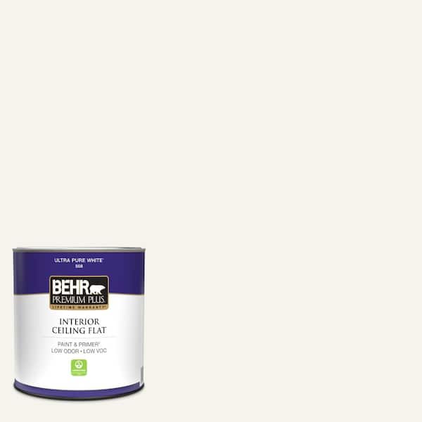 BEHR PREMIUM PLUS 1 qt. #730A-1 Smart White Ceiling Flat Interior Paint