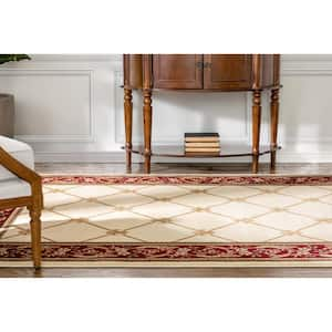 Timeless Fleur De Lis Ivory 4 ft. x 5 ft. Formal Area Rug