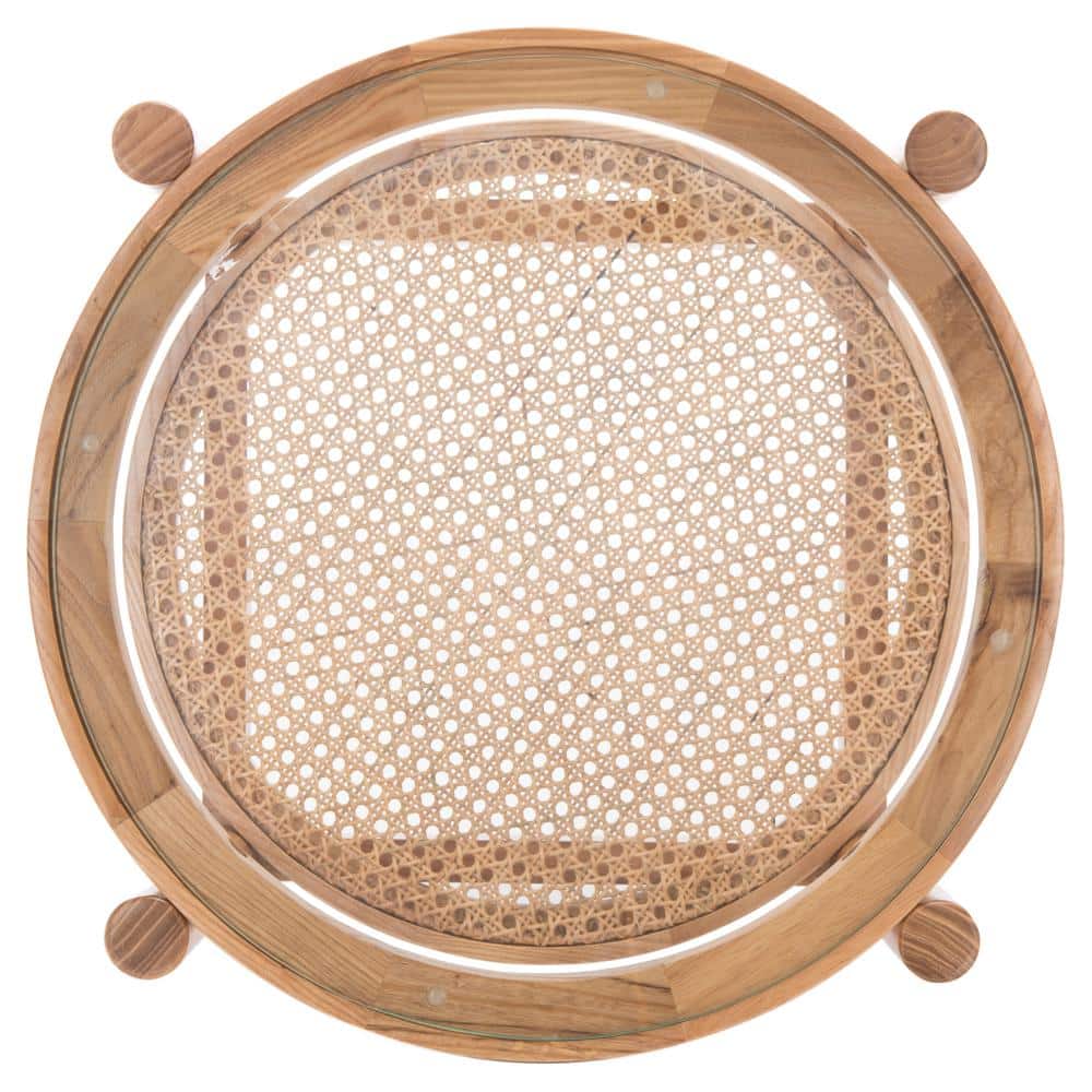 Karyna 22.5 in. Natural Round Glass End Table - thumbnail 3