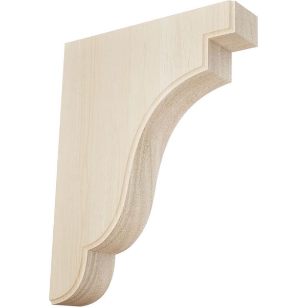 Ekena Millwork 1-3/4 in. x 7-1/4 in. x 9-1/2 in. Unfinished Rubberwood Bedford Wood Corbel