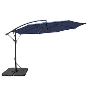 12 ft. Steel Cantilever Offset Patio Umbrella in Blue with Weighted Base