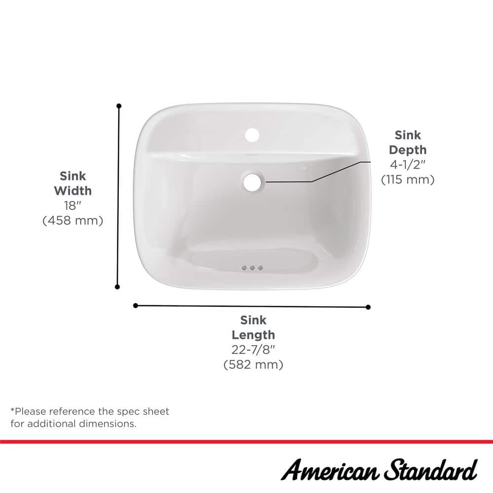 American Standard White Ceramic Above-Counter Rectangular Sink
