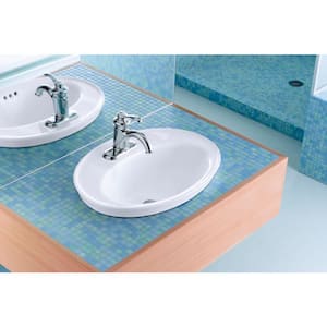 Serif 22-1/4 in. Drop-In Vitreous China Bathroom Sink in White with Overflow Drain