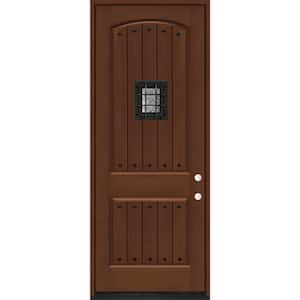 36 in. x 96 in. 2-Panel Left-Hand/Inswing Chestnut Stain Fiberglass Prehung Front Door with 4-9/16 in. Jamb Size
