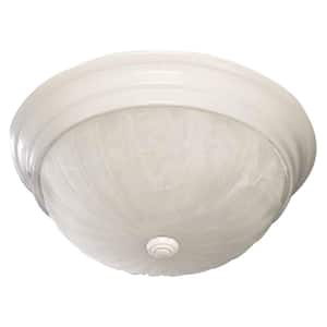 Marti 15 in. 3-Light White Indoor Flush Mount with Alabaster Glass