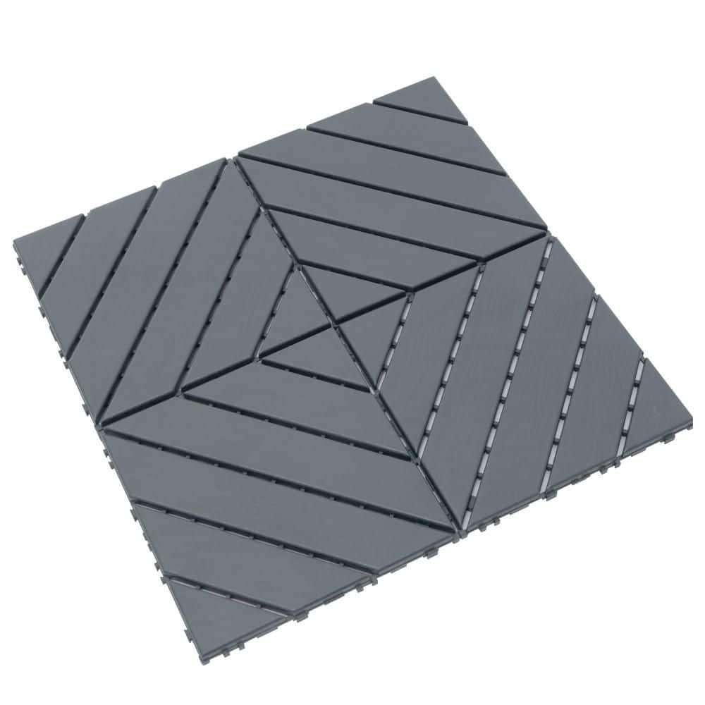 Outdoor Plastic Floor Pavers 12 in. x 12 in. Deck Tile 0.8 in. H DIY Interl