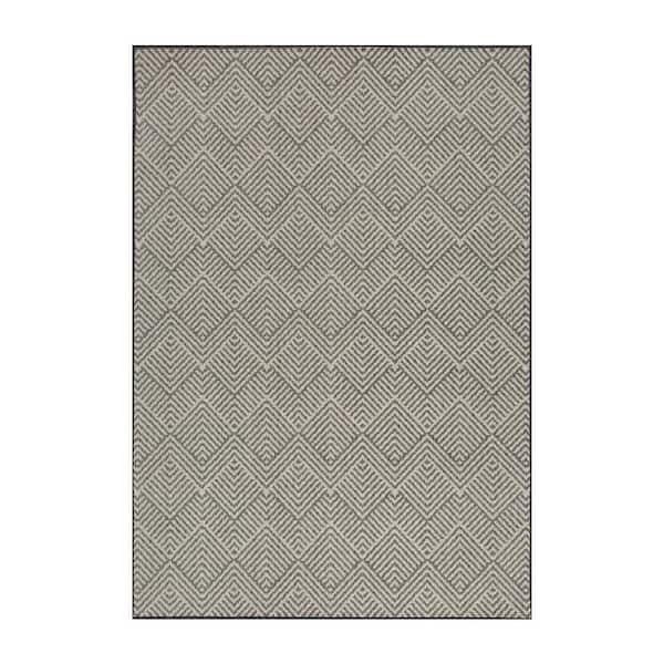 Black/Ivory Zig Zag 8 ft. x 10 ft. Indoor/Outdoor Area Rug