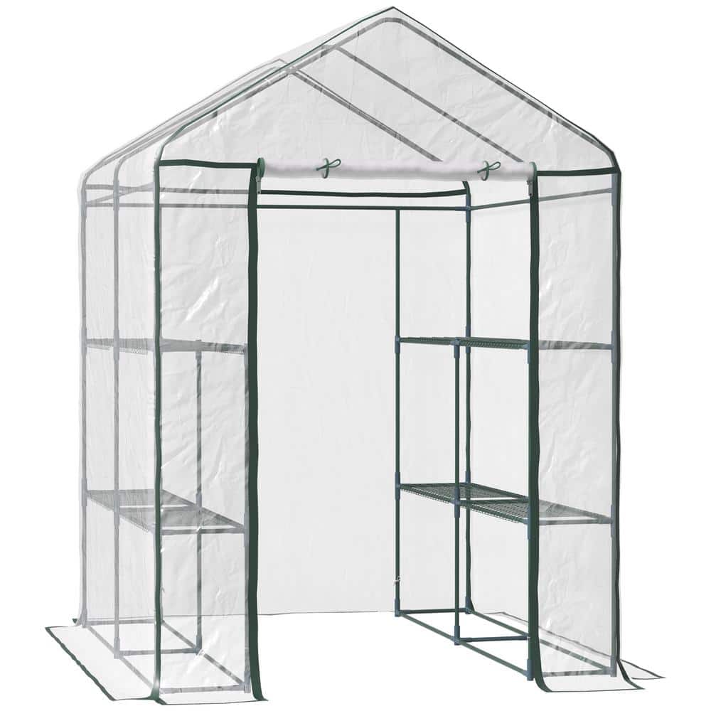 Outsunny 5 ft. D x 5 ft. W x 6 ft. H Mini Walk-in Portable Greenhouse with 