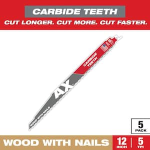 Milwaukee 12 in. 5 TPI AX Carbide Teeth Demolition Nail-Embedded