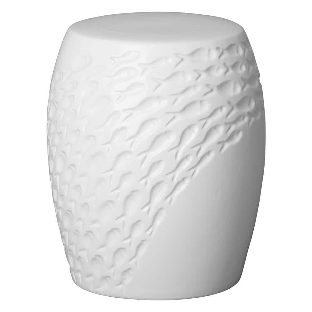 Fish 17 in. H White Round Ceramic Garden Stool price history on PriceWatchPro