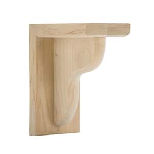 Radius Edge Bracket with Mounting Hardware - Small, 6 in. x 6 in. x 3 in. - Sanded Unfinished Maple - Wood Shelf Decor