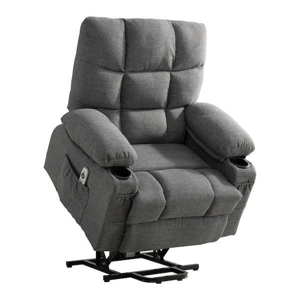 Z-joyee Gray Fabric Recliners Power Lift Recliner Chair Recliners for Elderly with USB and 2-Cup Holders