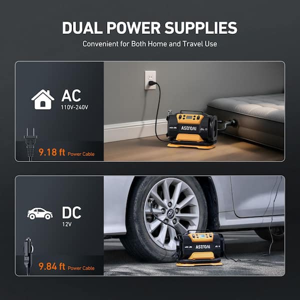 AstroAI Portable Tire Inflator Air Compressor, 150PSI Dual Motor