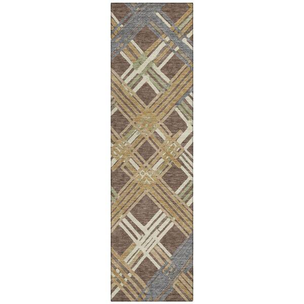 Chantille Machine Washable Indoor/Outdoor Abstract ACN2452 Chocolate 2 ft. x 7 ft. Runner Rug