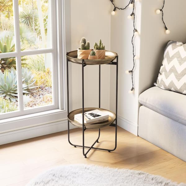 ZUO Bronson 16.9 in. W Bronze 31.5 in. H Round Steel End Table