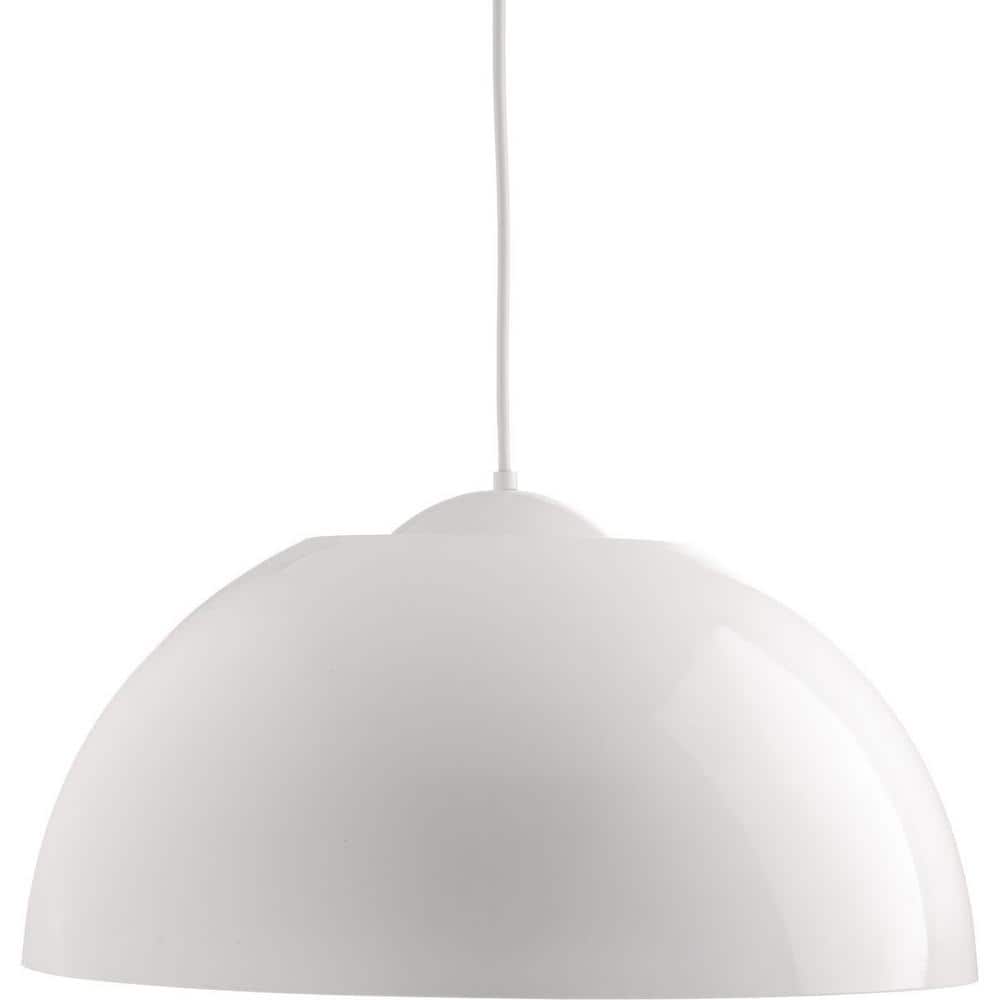White Aluminum Dome LED Pendant Light with Silver Interior