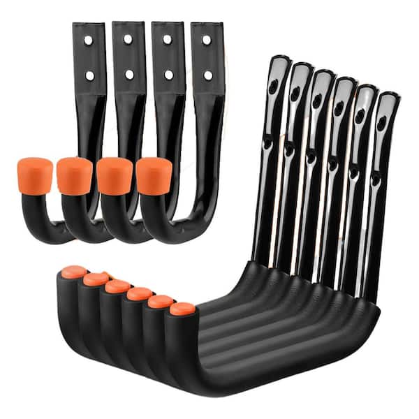 10-Pack 9 in. & 6 in. Black Tubular Metal Heavy Duty Utility Wall Hooks with Expansion Screws for Garage Storage